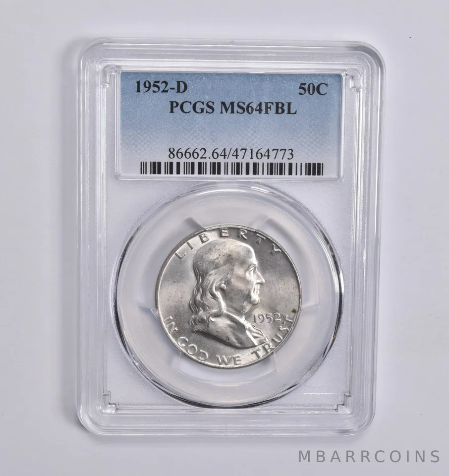 1952-D Franklin Half Dollar MS64 FBL PCGS Blue Label