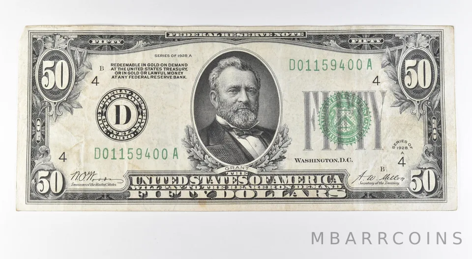 1928 A $50 Cleveland OH FRN Gold Certificate Green Seal *9623