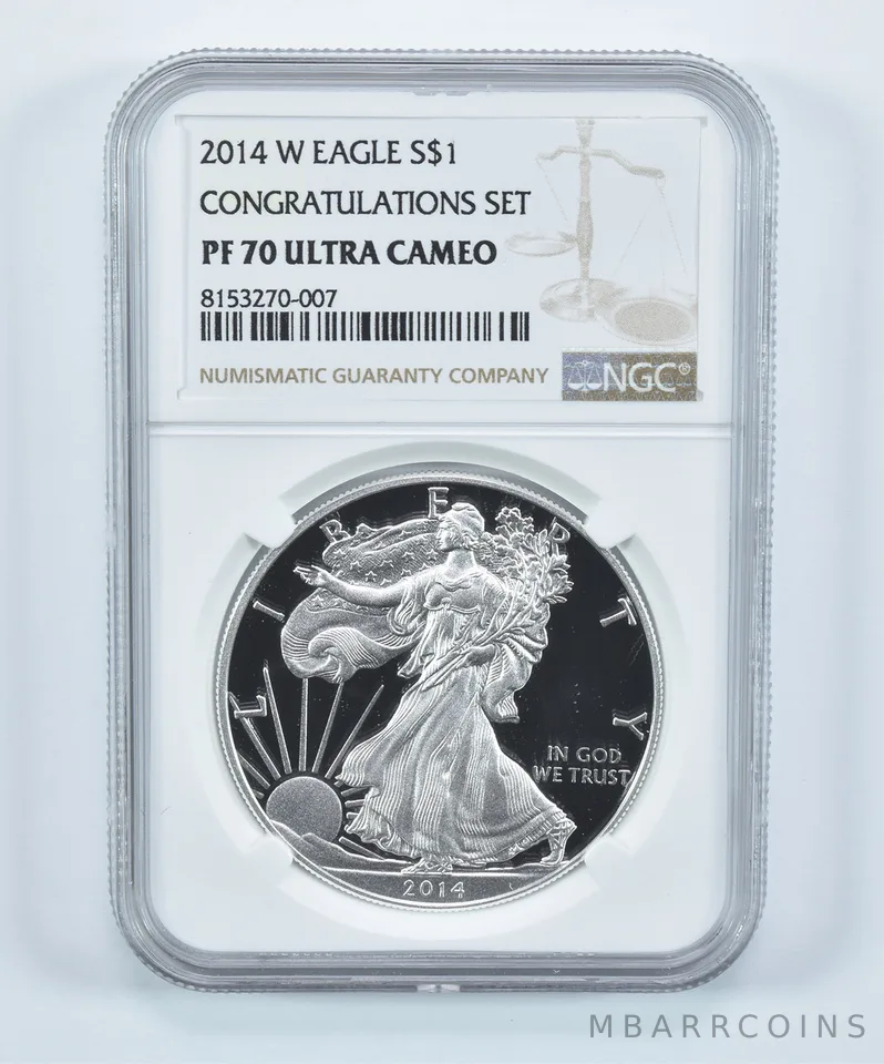 2014-W American Silver Eagle Congratulations Set PF70 UCAM NGC Brown Label