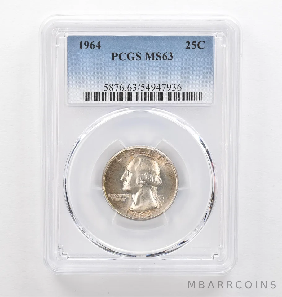 1964 Washington Quarter MS63 PCGS Beautiful Tone Reverse *0311