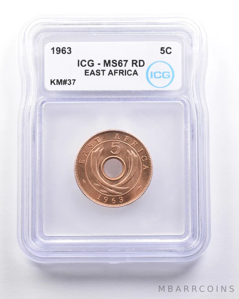 1963 East Africa 5 Cents KM#37 MS67 RD ICG *4578