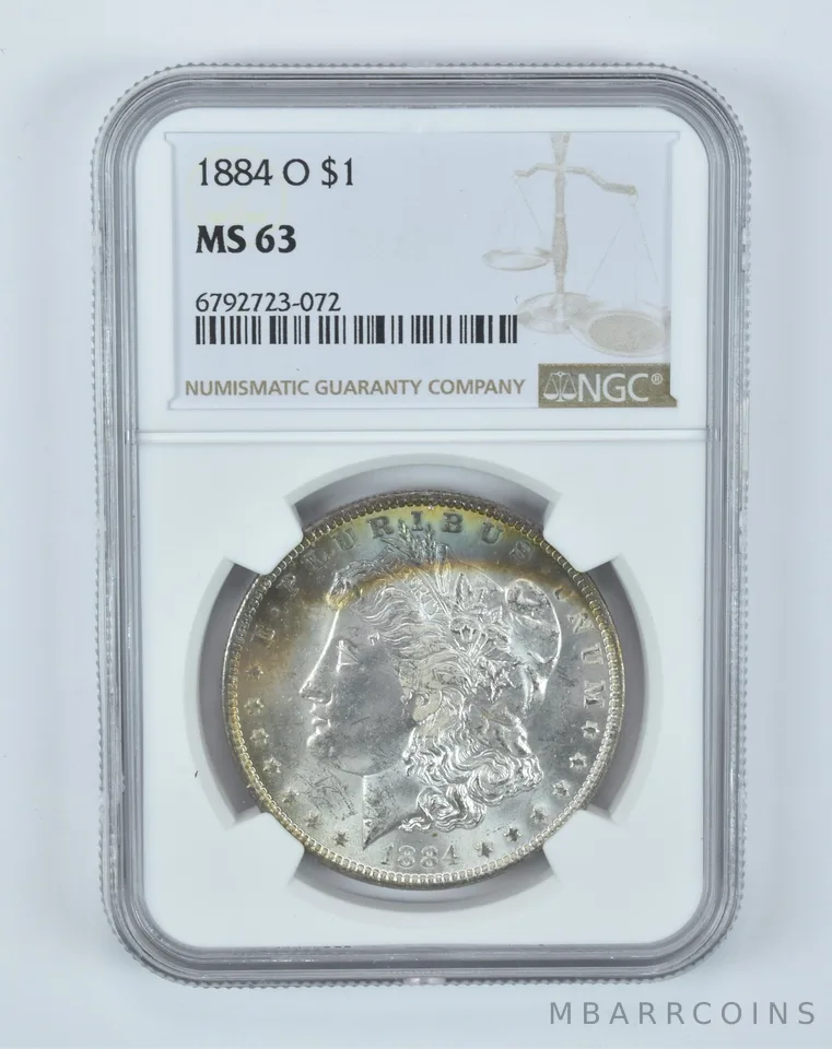 MS63 1884-O Morgan Silver Dollar NGC - Great Rainbow Tone *5656