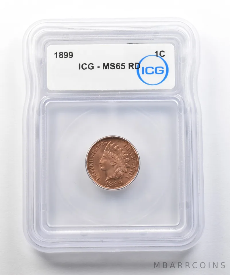 1899 Indian Head Cent MS65 RD ICG a8343