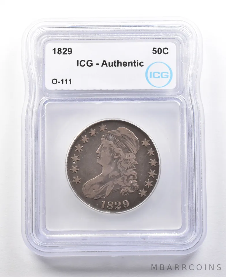 1829 Capped Bust Half Dollar O-111 Authentic ICG ROTATE REVERSE ERROR *2958