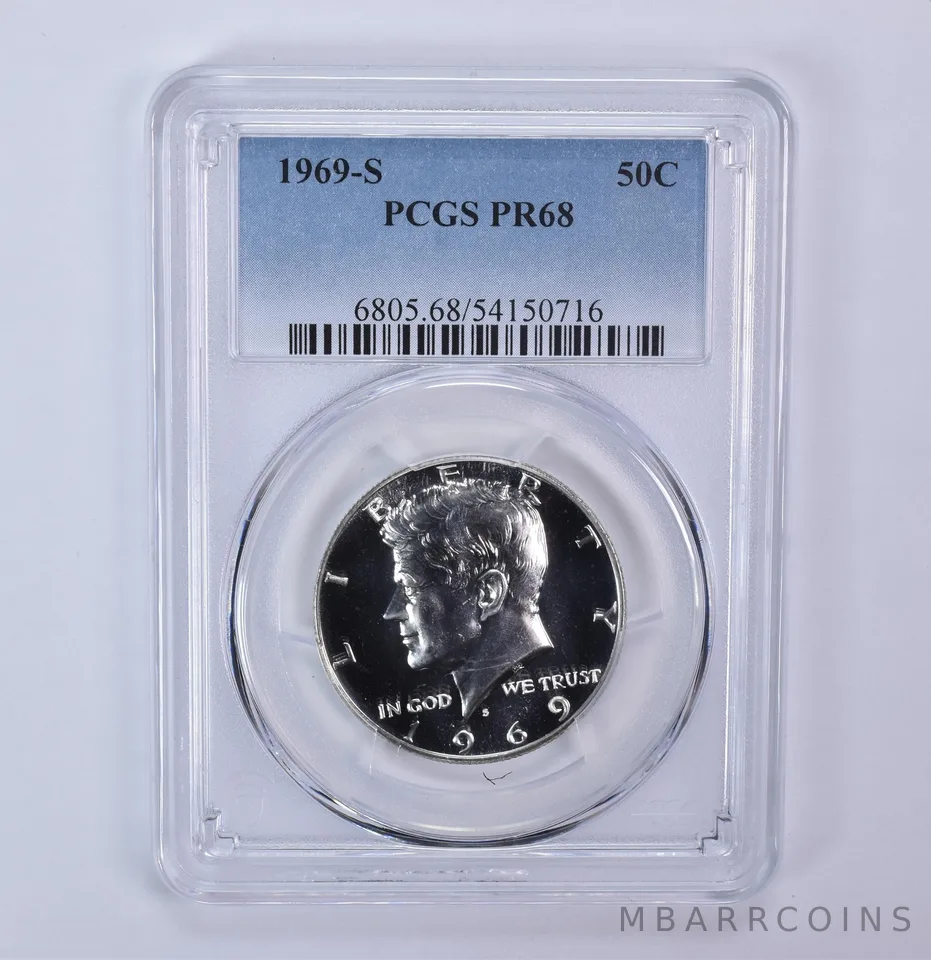 1969-S Kennedy Half Dollar PR68 PCGS Blue Label