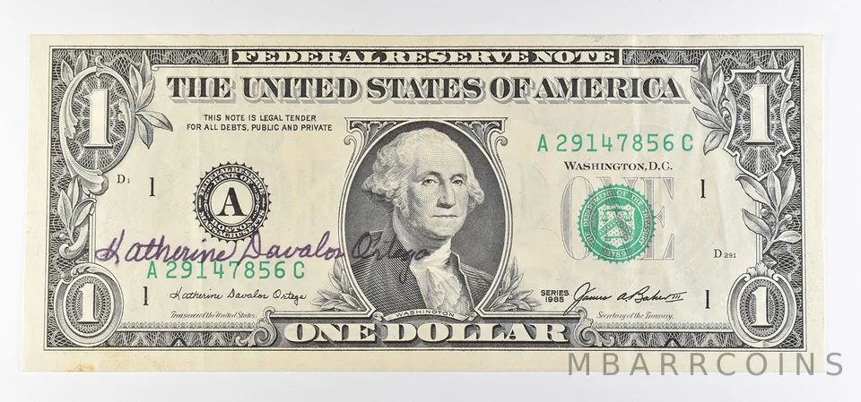1985 $1 Boston MA FRN Green Seal Courtesy Signature *0908
