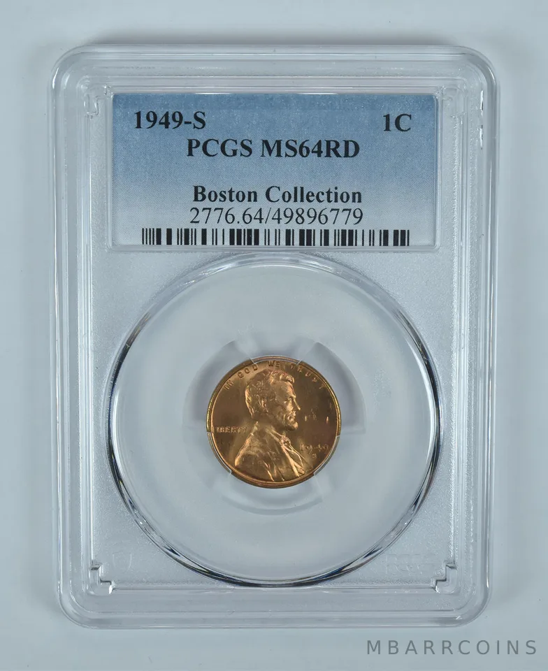 1949-S Lincoln Wheat Cent Boston Collection MS64 RD PCGS