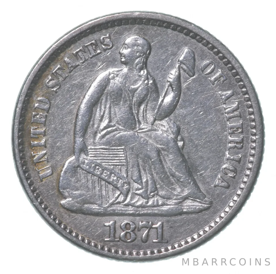 1871 Seated Liberty Half Dime *8597