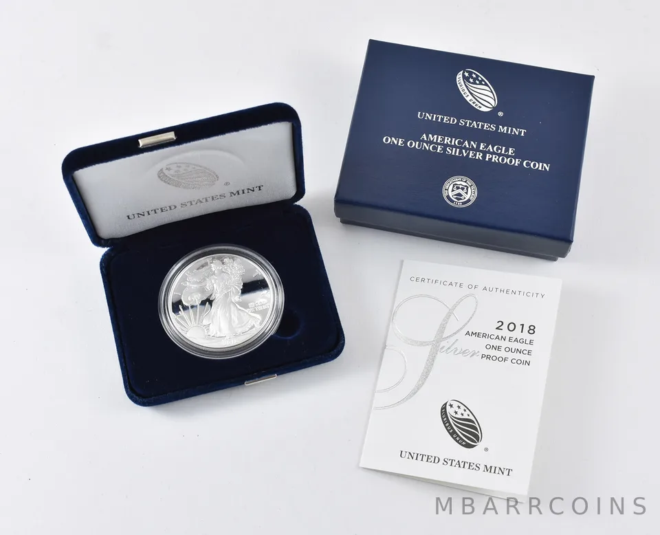 2018-W American Silver Eagle PROOF 1 Oz Silver - Coin & Box & COA