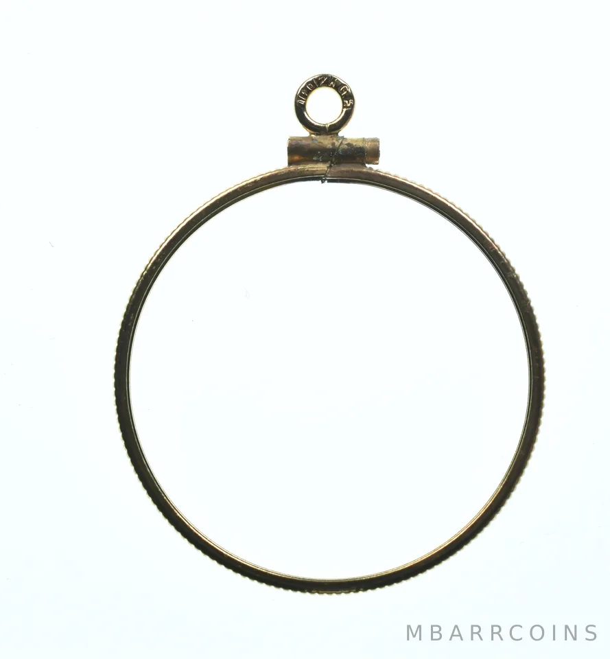 14K 29mm Gold Filled 1/2 Oz Mexico Libertad Coin Bezel Pendant Frame Edge *1431