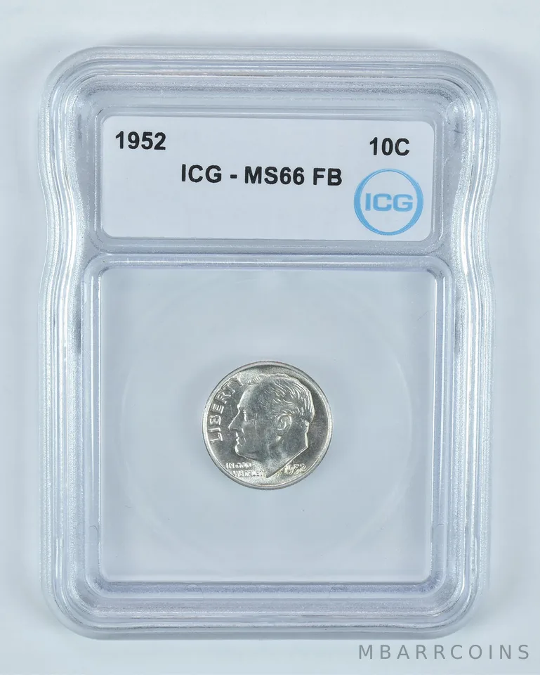1952 Roosevelt Dime MS66 FB ICG
