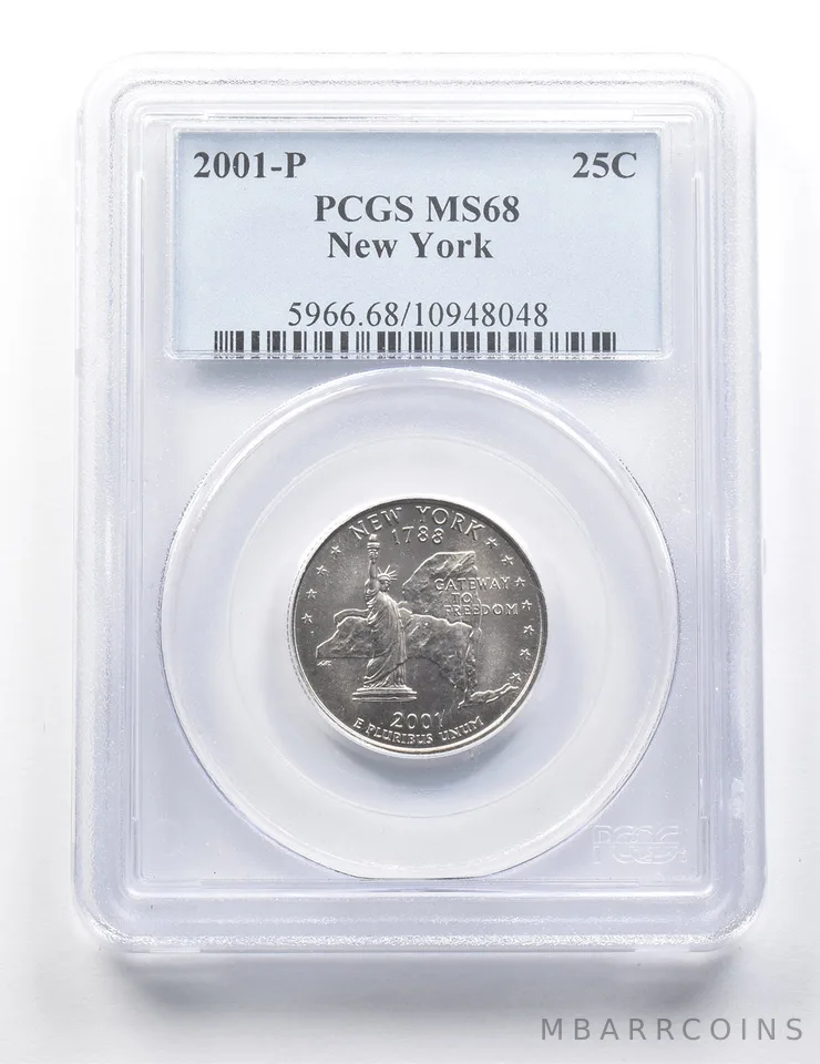 2001-P Washington State Quarter New York MS68 PCGS a9403