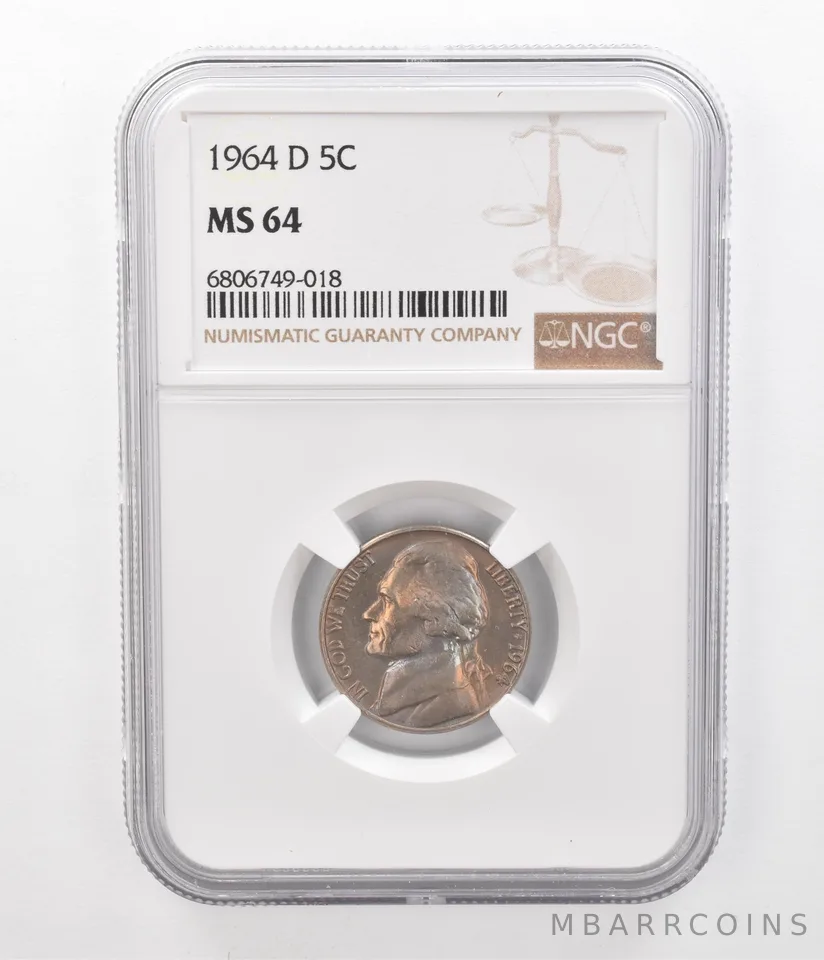 1964-D Jefferson Nickel MS64 NGC Beautiful Tone *2423