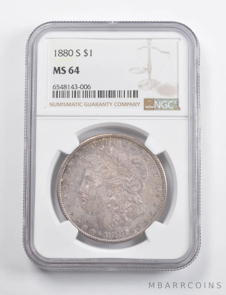 MS64 1880-S Morgan Silver Dollar NGC - Great Color *3410