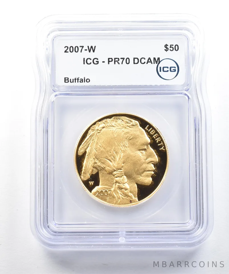 2007-W $50 American Gold Buffalo 1 Oz Gold .9999 PR70 DCAM ICG