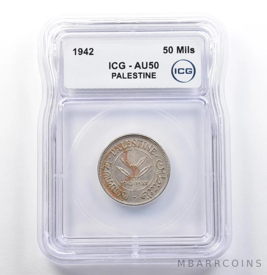 1942 Palestine 50 Mils AU50 ICG *9931