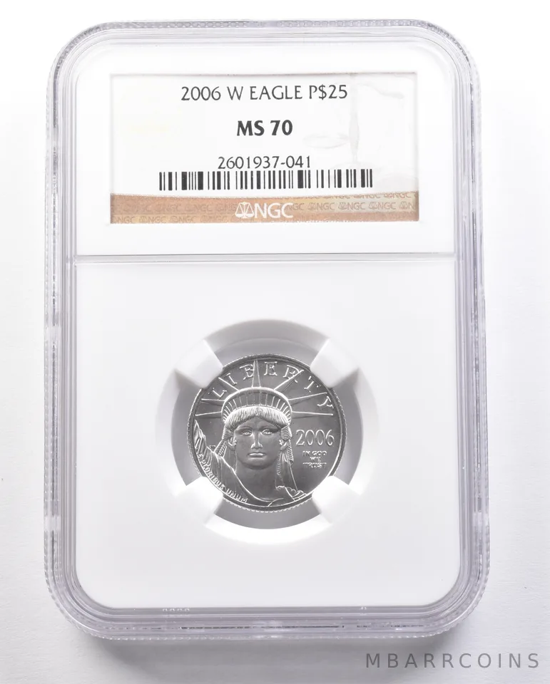 2006-W $25 American Platinum Eagle 1/4 Oz 0.25 Oz Platinum MS70 NGC a4730