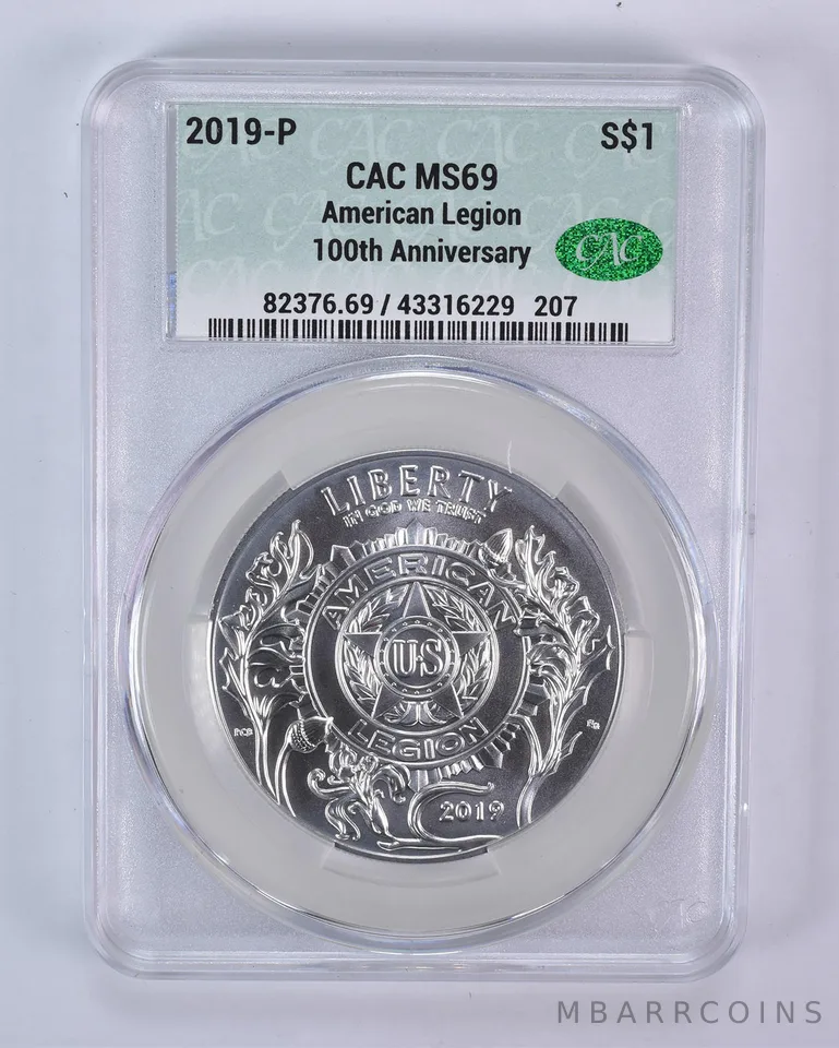 2019-P American Legion Commemorative Silver Dollar MS69 CAC CACg