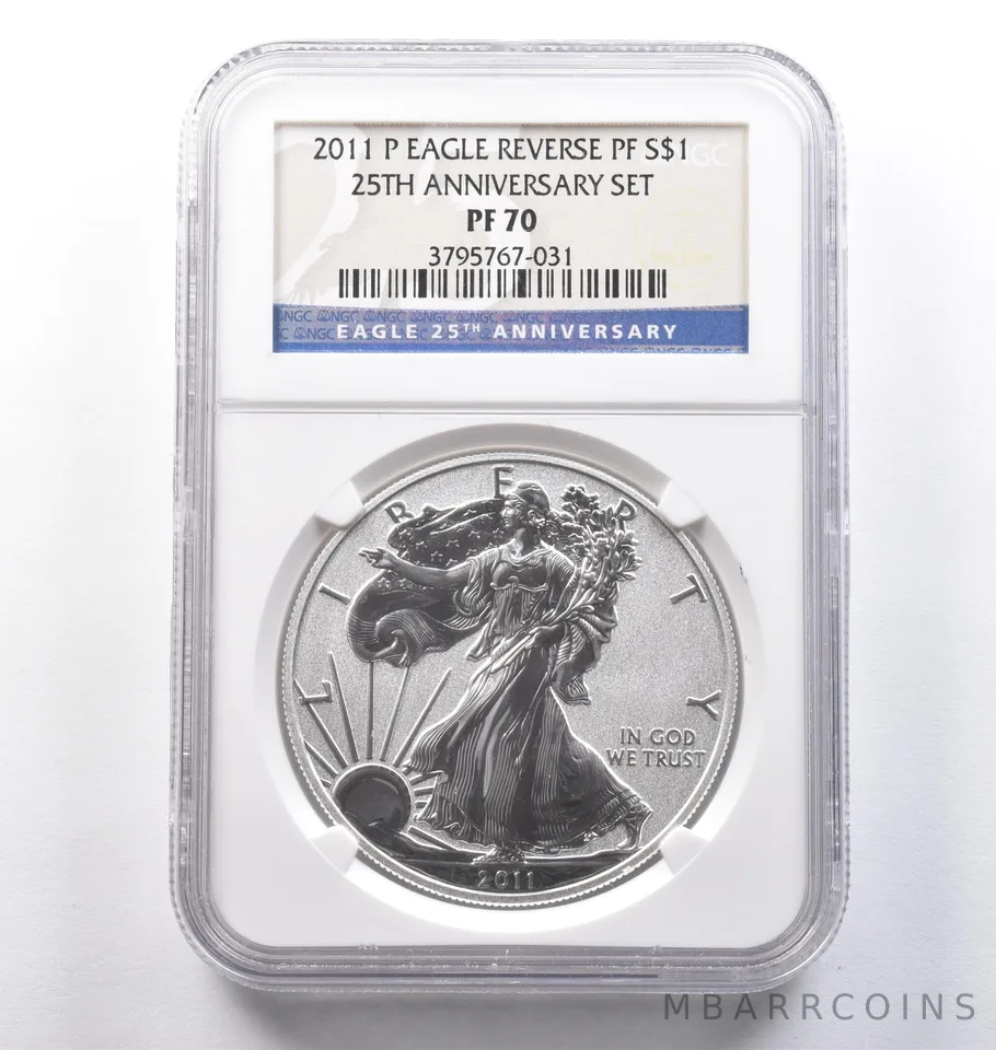 2011-P American Silver Eagle 25th Anniversary Set Reverse PF70 NGC *3878