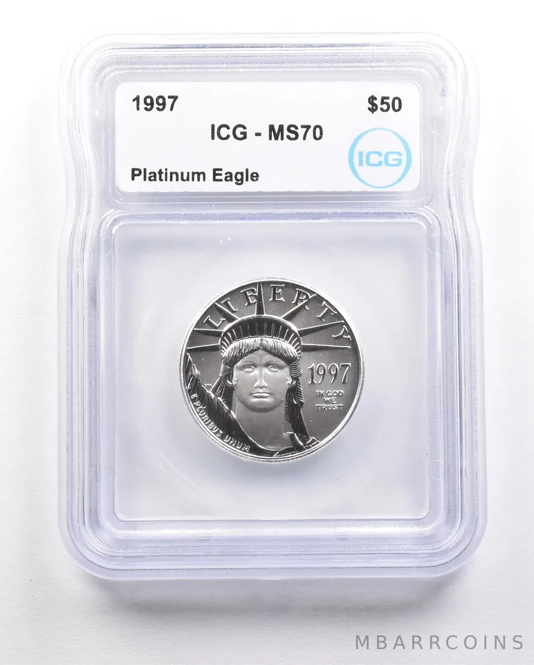 1997 $50 American Platinum Eagle 1/2 Oz Platinum MS70 ICG