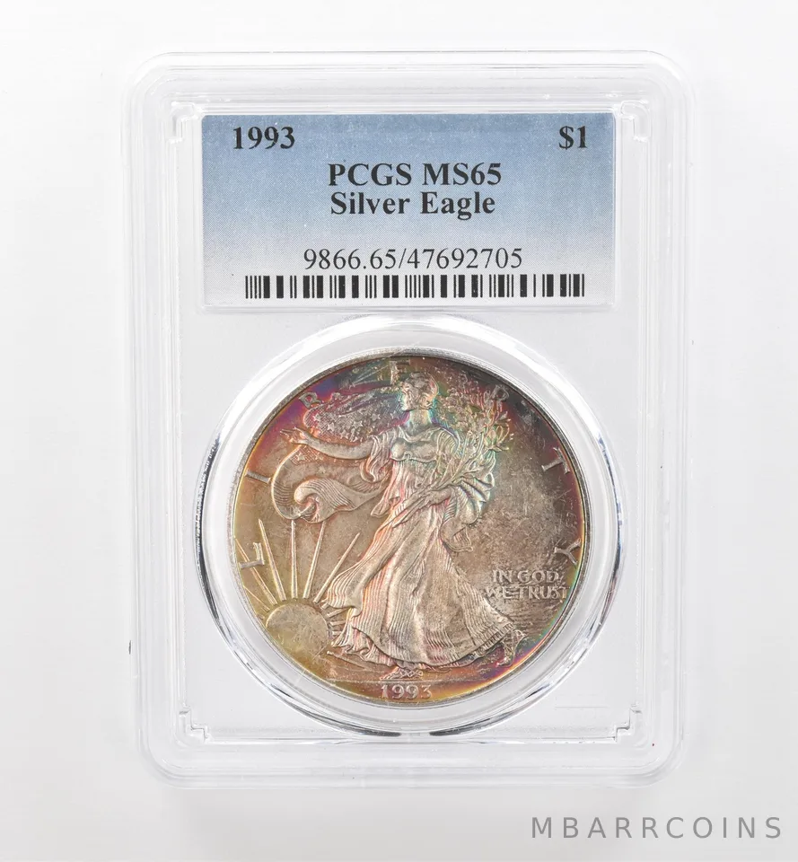 1993 American Silver Eagle MS65 PCGS Beautiful Tone *1736
