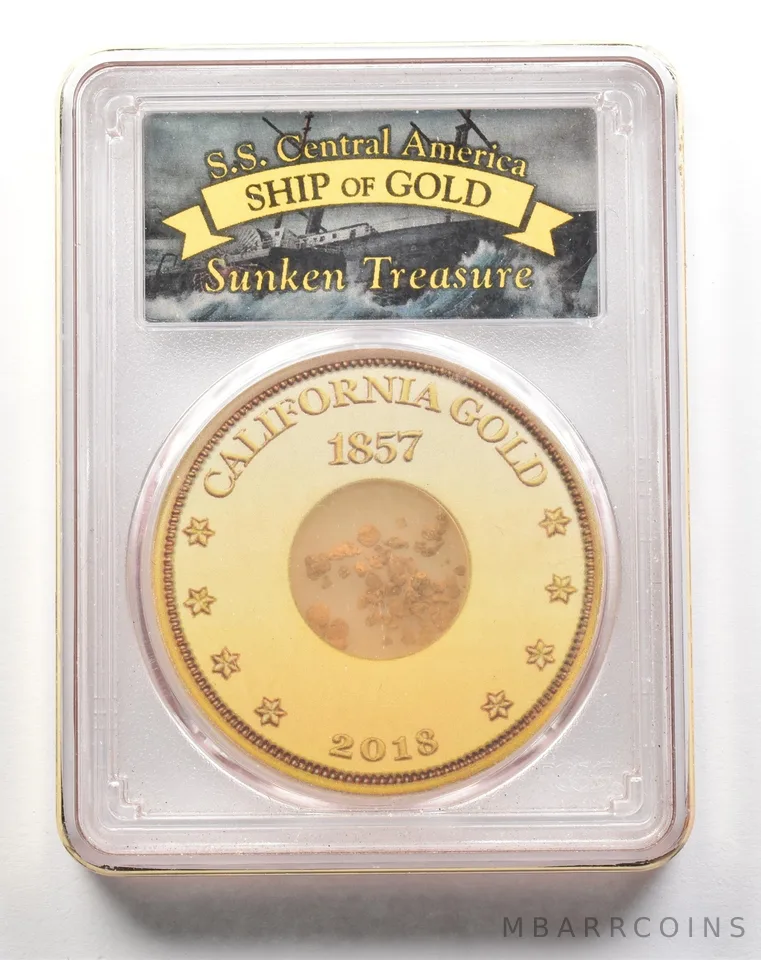 2018 1857 SS Central America California Gold Dust One Pinch PCGS a3872