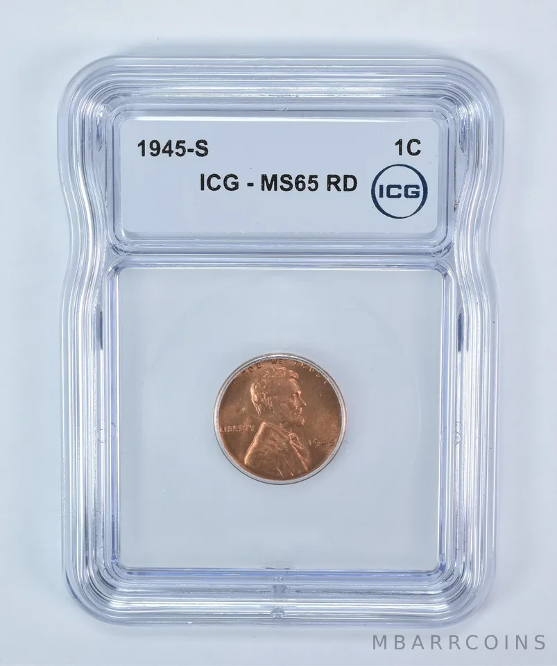 1945-S Lincoln Wheat Cent MS65 RD ICG