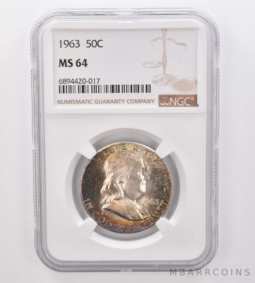 1963 Franklin Half Dollar MS64 NGC Beautiful Tone *9903