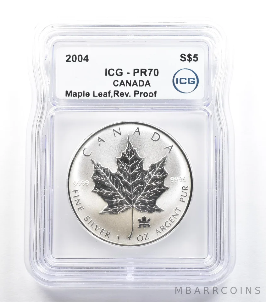2004 Canada 5 Dollars Silver Maple Leaf 1 Oz Silver Reverse Proof PR70 ICG *5553