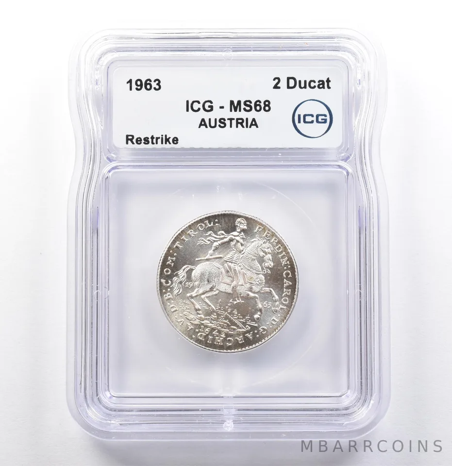 1963 Austria 2 Ducat Restrike MS68 ICG *9942