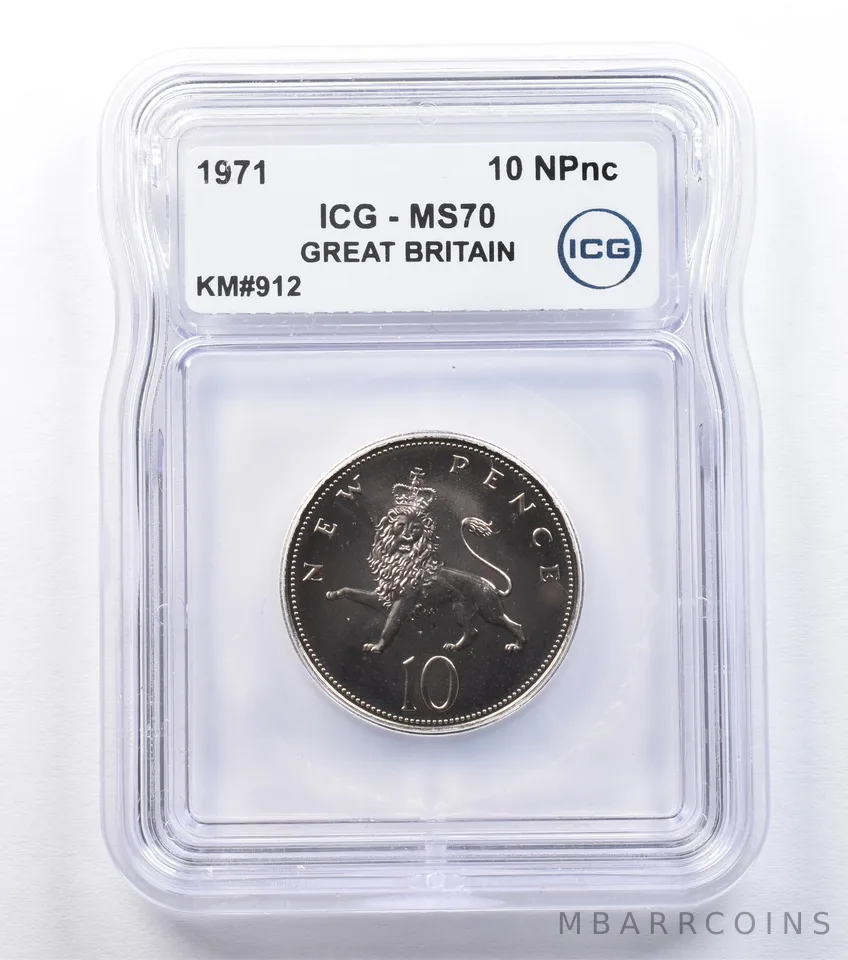 1971 Great Britain 10 New Pence KM#912 MS70 ICG *2290