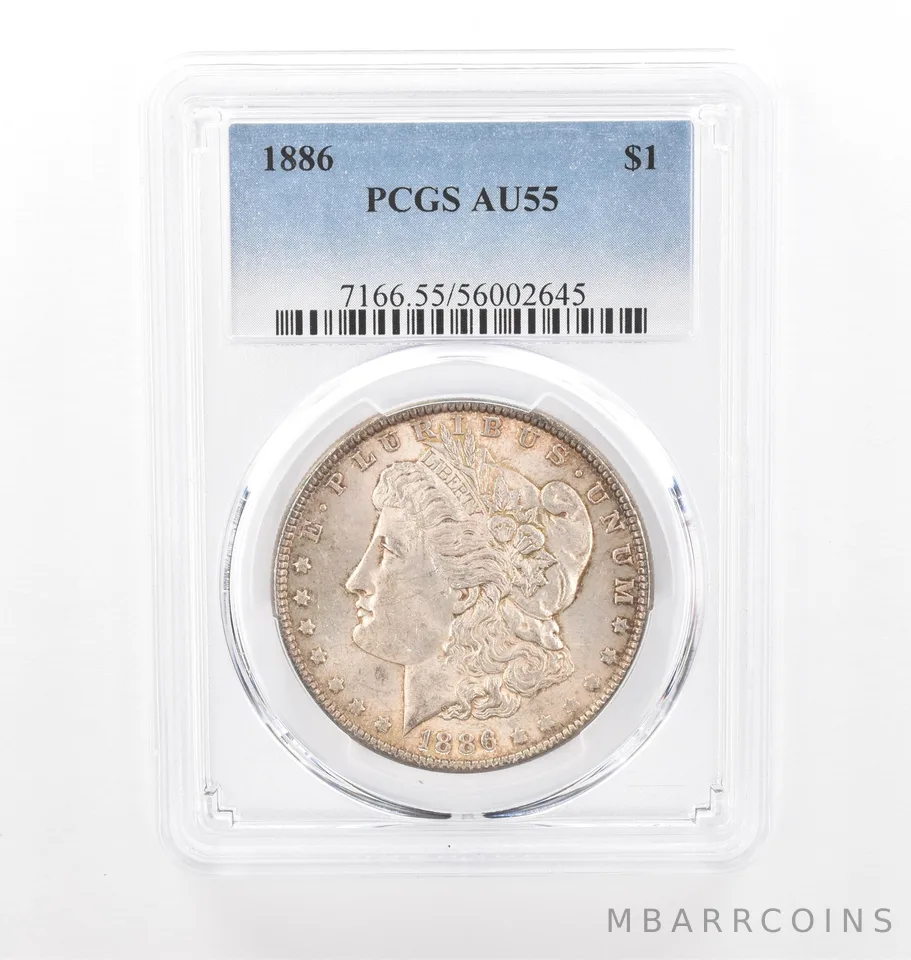 1886 Morgan Silver Dollar AU55 PCGS Beautiful Tone *2091
