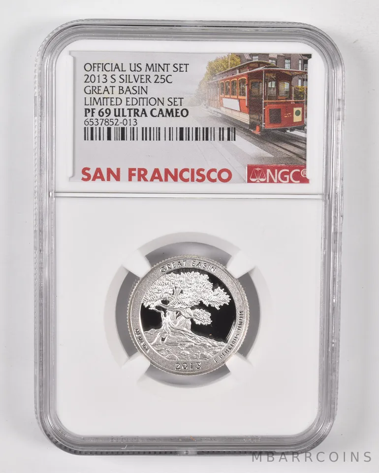 2013-S Silver PF69 UCam Great Basin Quarter NGC Limited Edition SF Lbl