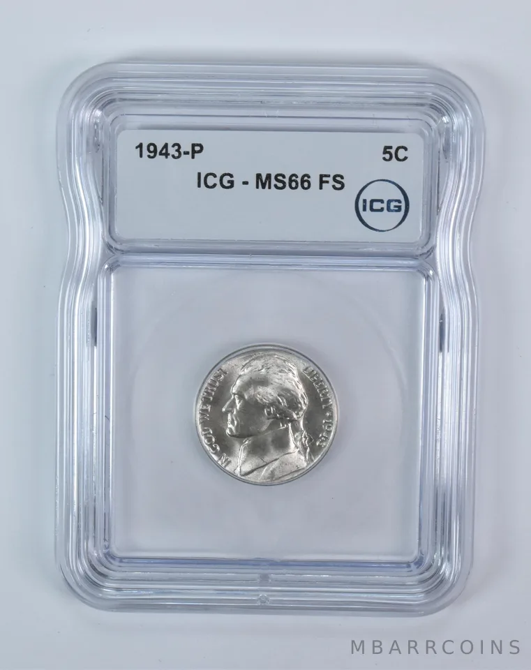 1943-P Jefferson Nickel MS66 FS ICG WTN War Silver
