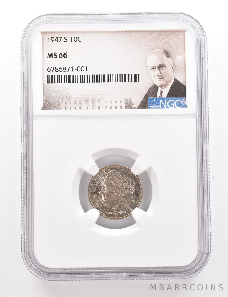 1947-S Roosevelt Dime MS66 NGC Beautiful Tone *3373