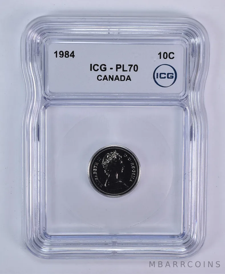 1984 Canada 10 Cents Bluenose PL70 ICG