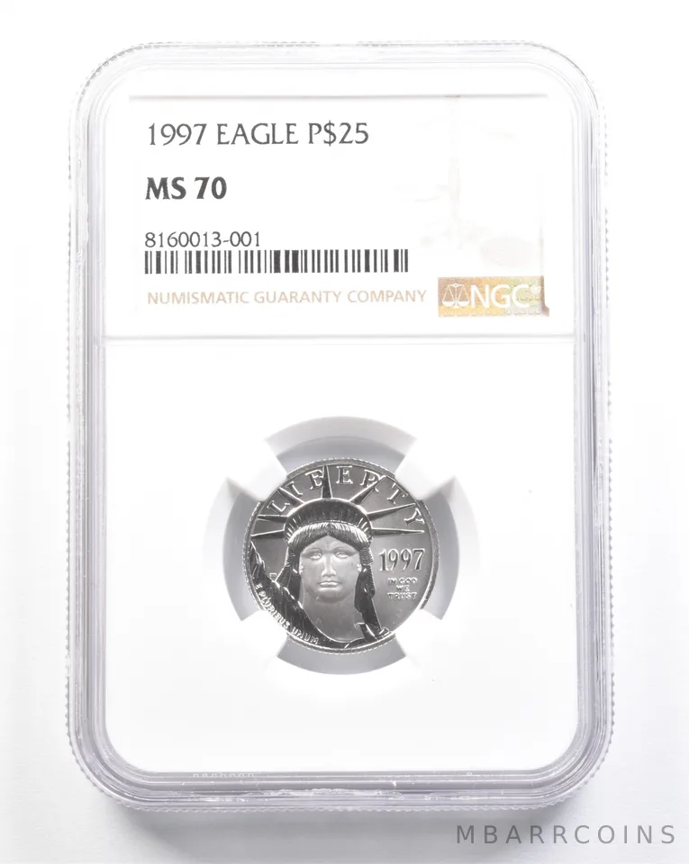 1997 $25 American Platinum Eagle 1/4 Oz Platinum MS70 NGC *4702