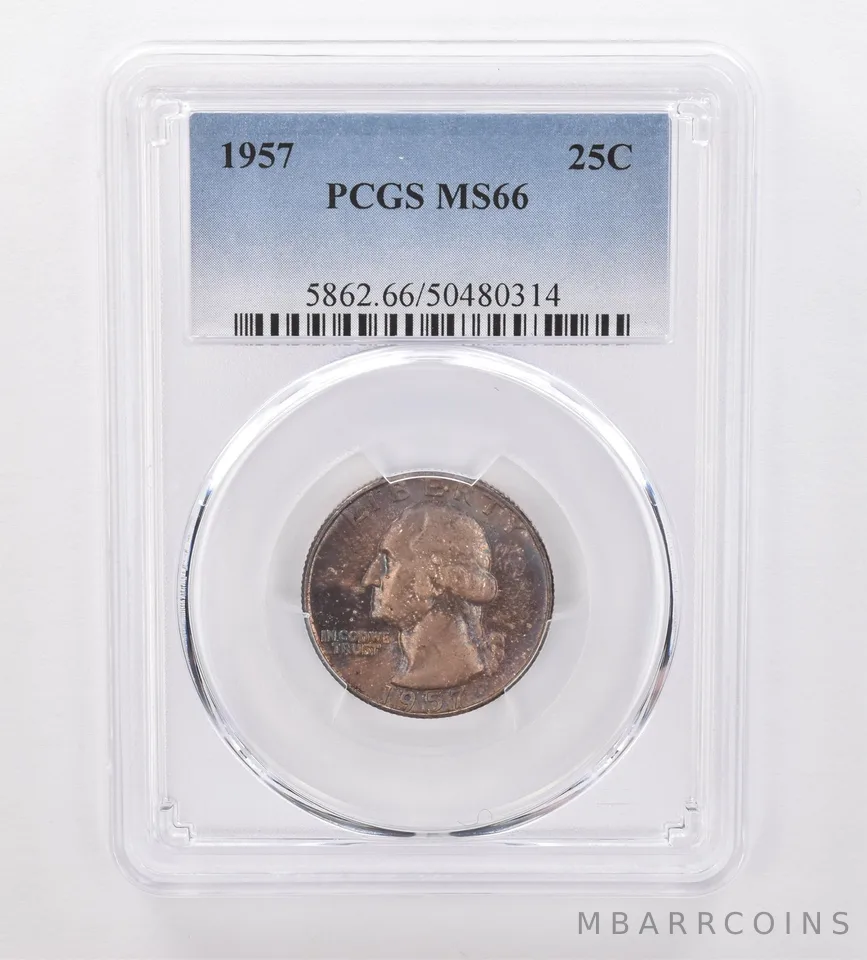 1957 Washington Quarter MS66 PCGS Beautiful Tone *0074