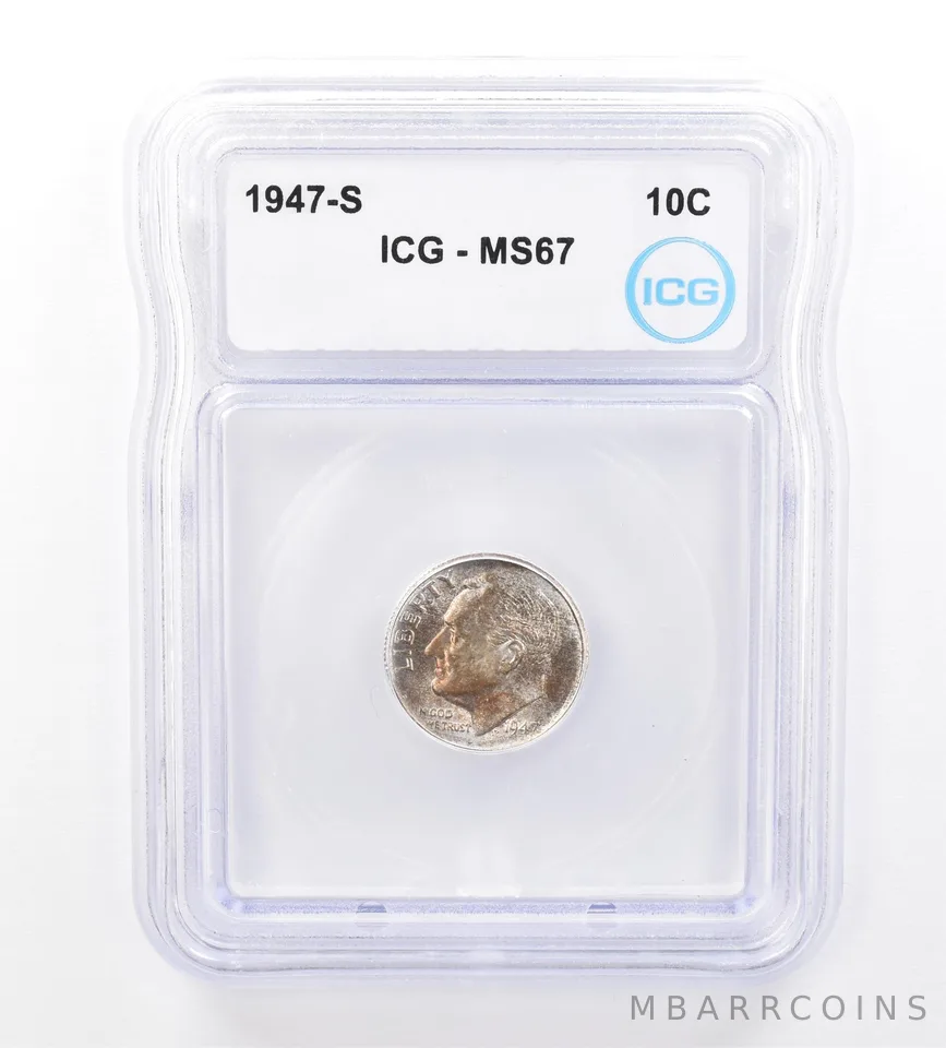 1947-S Roosevelt Dime MS67 ICG Beautiful Tone *1583
