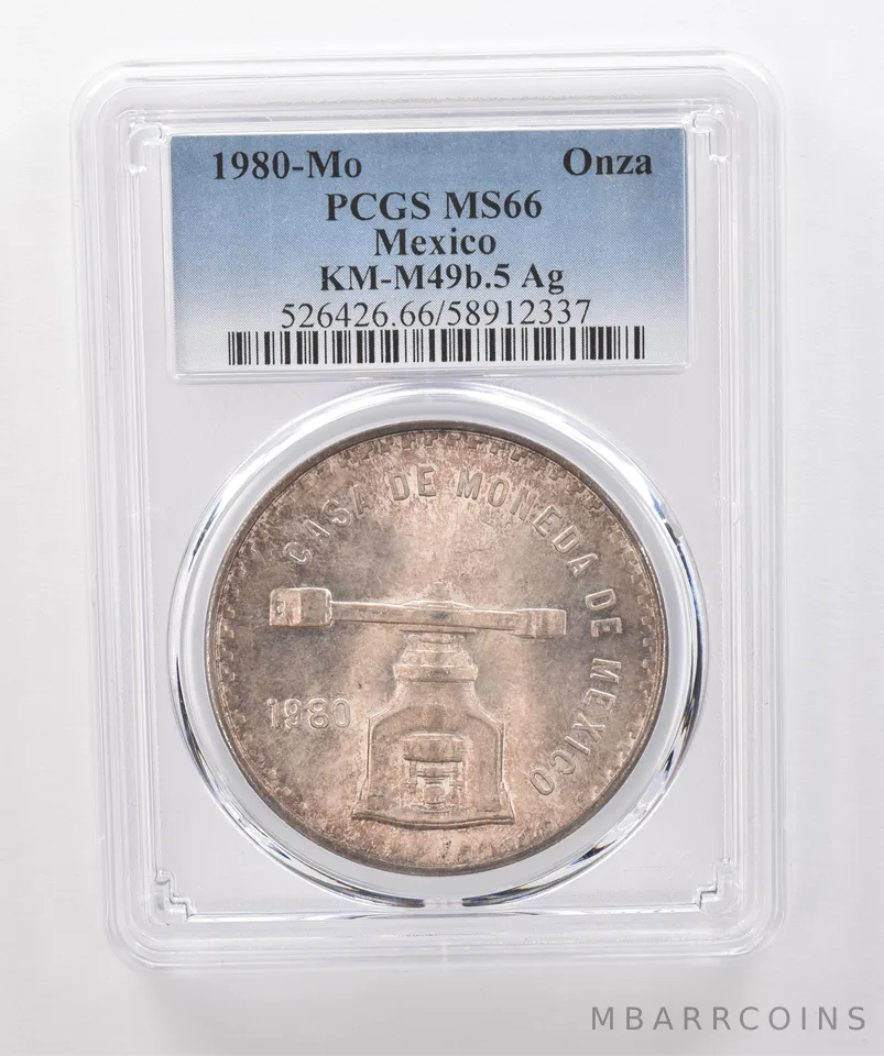 1980 Mo Mexico 1 Onza Silver KM-M49b.5 MS66 PCGS Beautiful Tone *2027