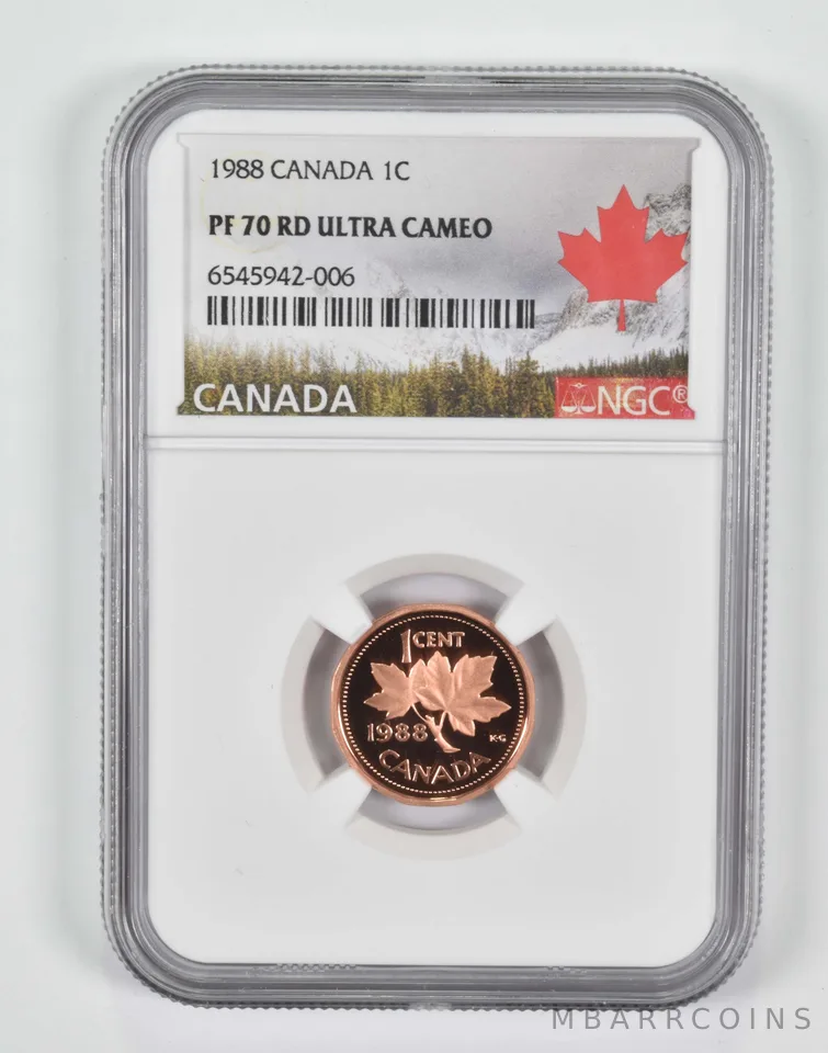1988 Canada 1 Cent Penny PF70 RD NGC Canada Lbl