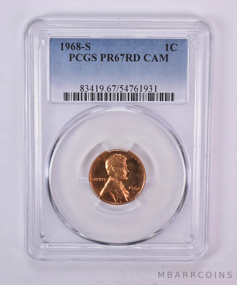 1968-S Lincoln Memorial Cent PR67 RD CAM PCGS Blue Label