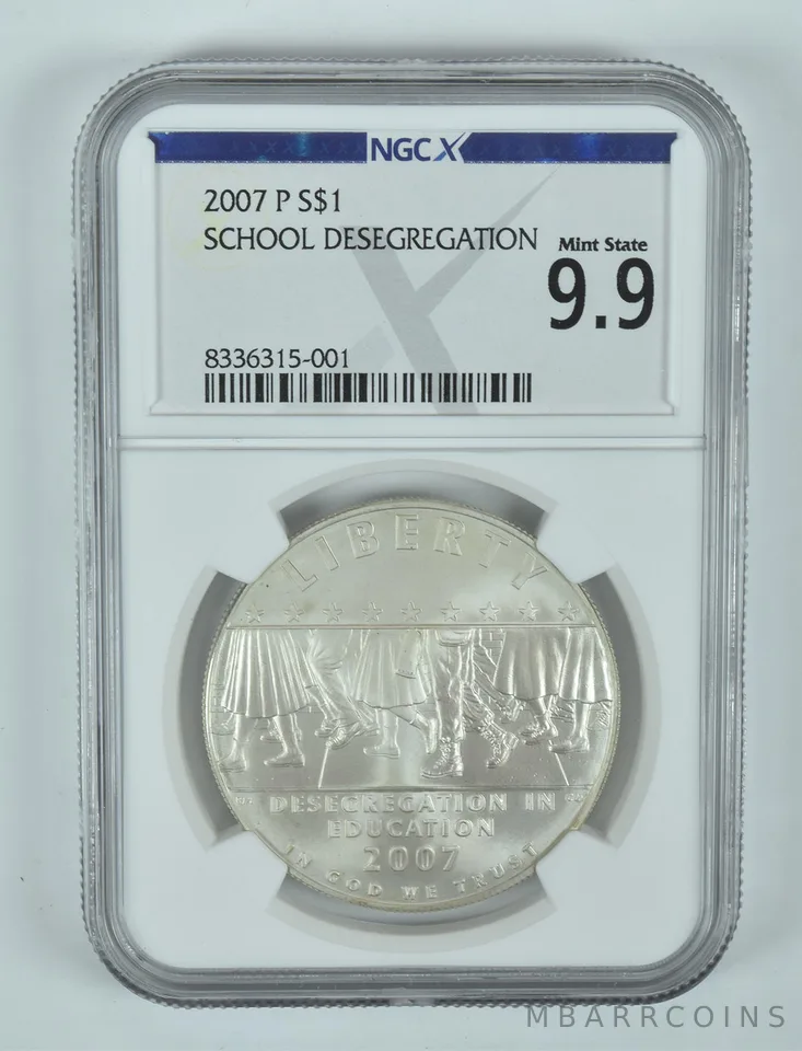 2007-P Desegregation Commemorative Silver Dollar Mint State 9.9 NGC X