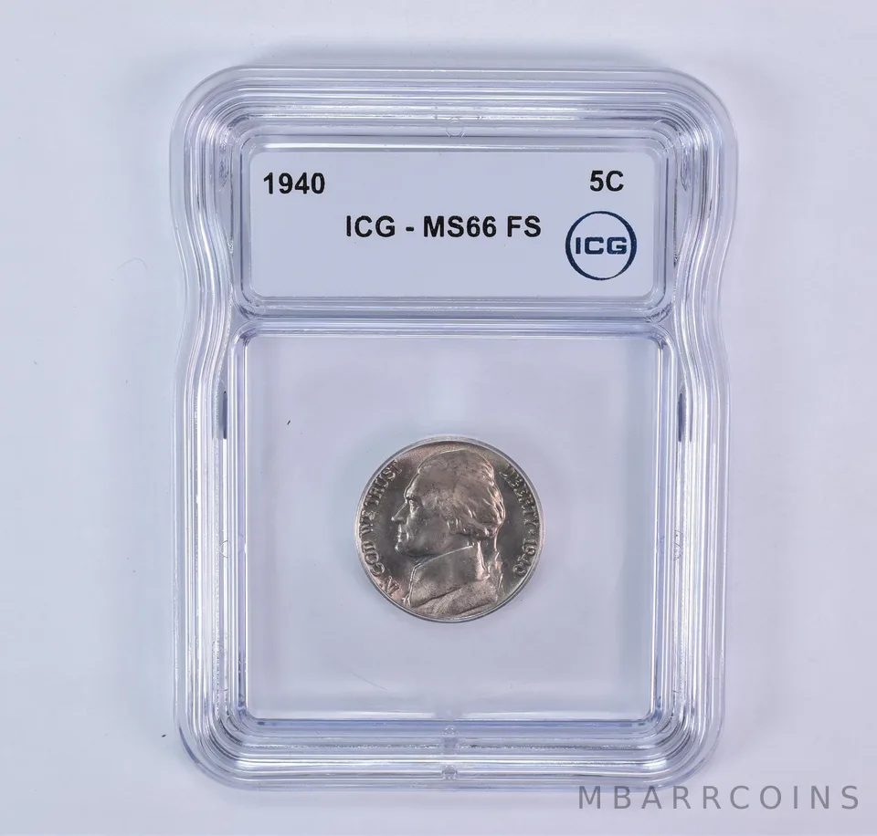 1940 Jefferson Nickel MS66 FS ICG