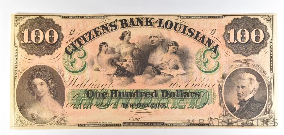 1800s $100 New Orleans LA Citizens Bank Obsolete Note *8843
