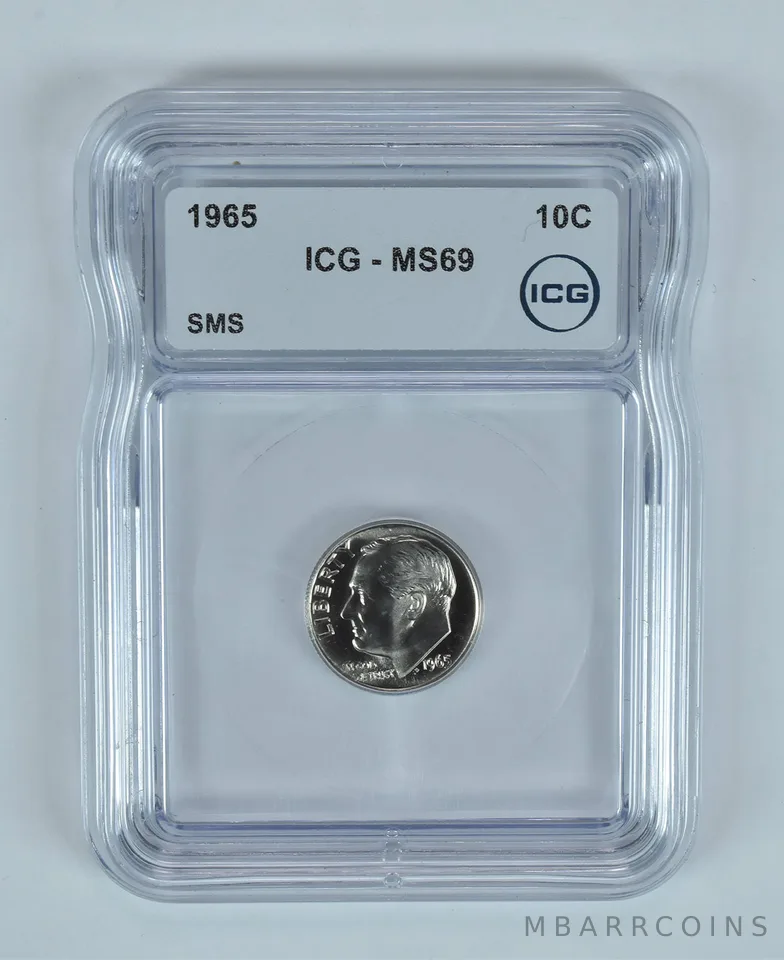 1965 Roosevelt Dime SMS MS69 ICG