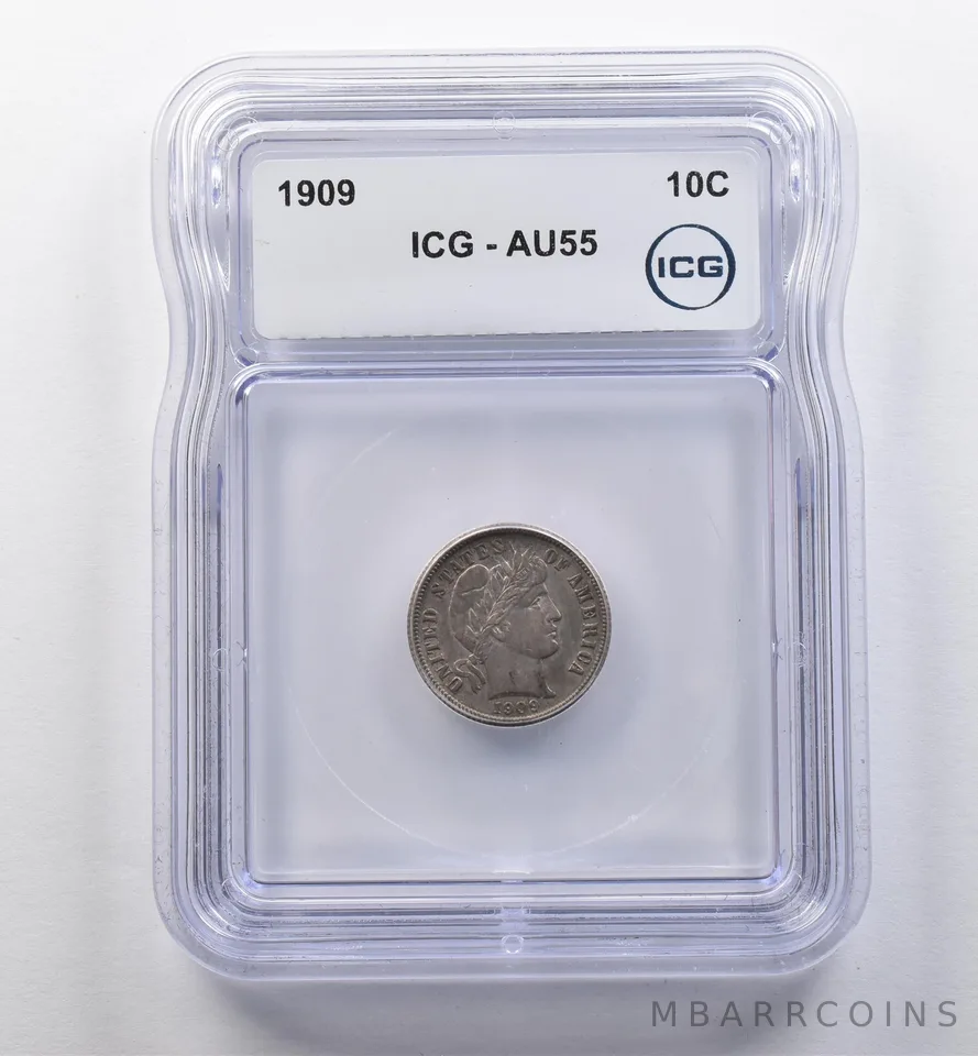 1909 Barber Dime AU55 ICG *2309