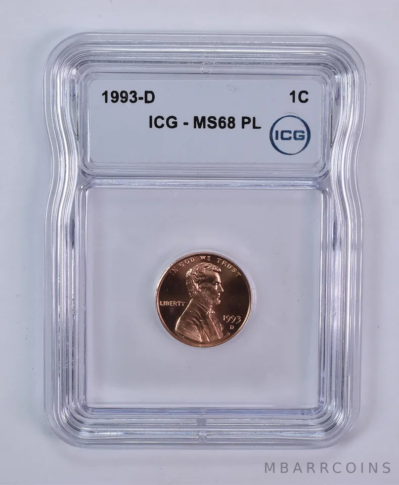 1993-D Lincoln Memorial Cent MS68 PL ICG