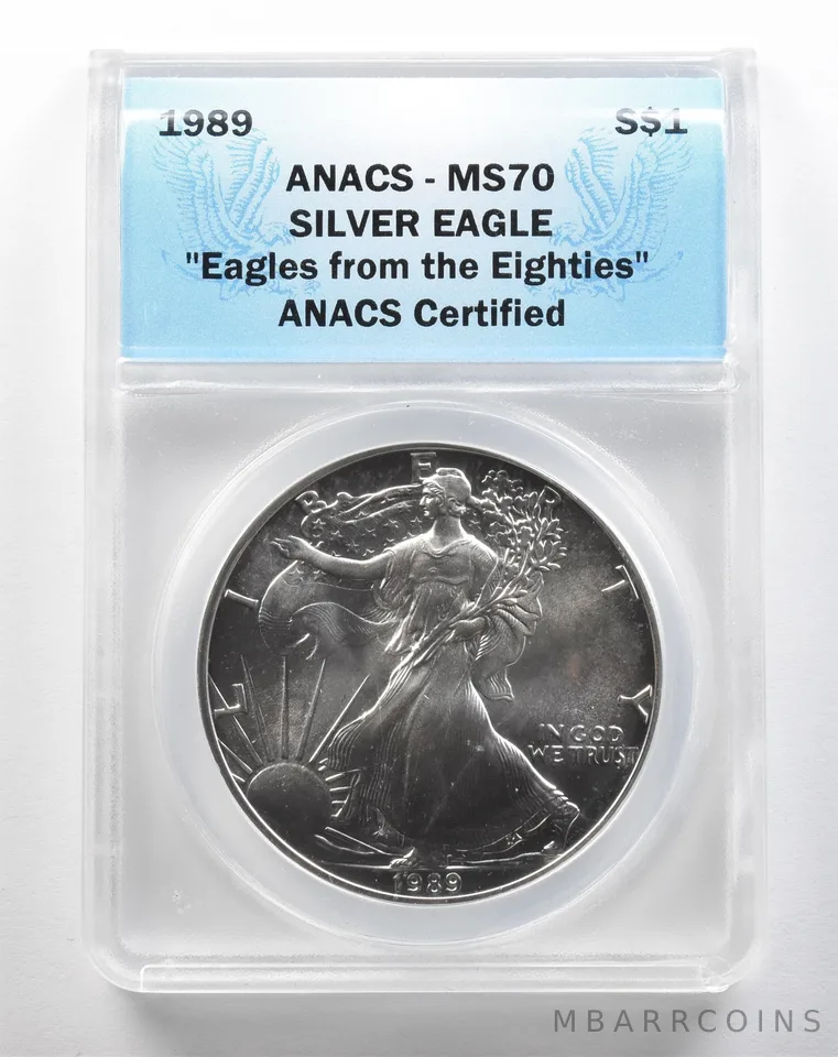 1989 American Silver Eagle MS70 ANACS a3839