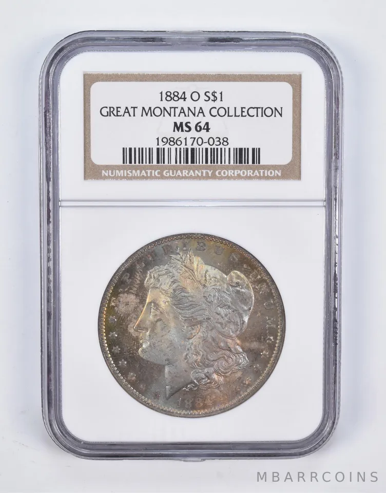 MS64 1884-O Morgan Silver Dollar Great Montana Collection NGC INSANE Color a2165